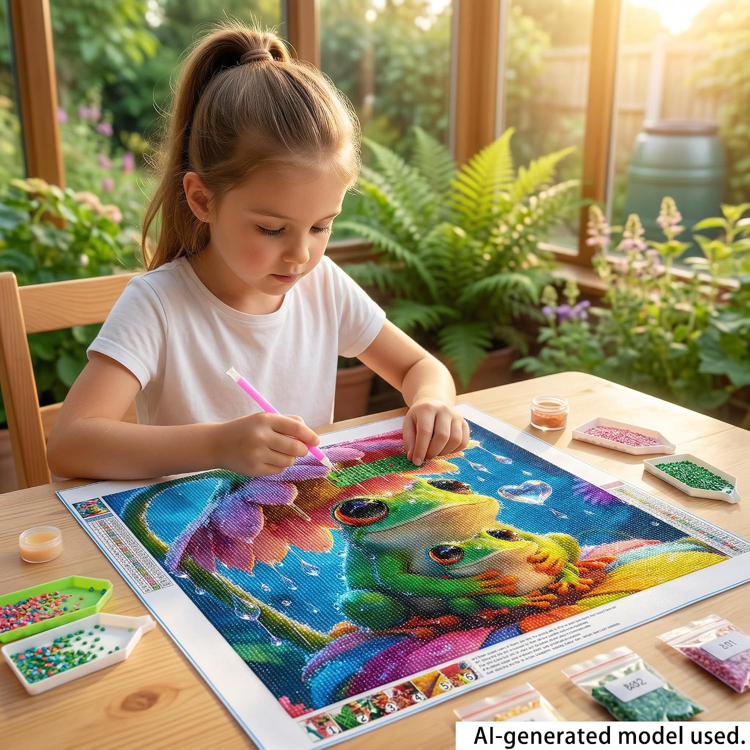 5D Frog Diamond Art Kits for Adults Beginners, Full Drill Round Diamond Painting Kit for DIY Wall Art Decor, Paint with Diamonds Crafts for Kids, Relaxing Stress Relief Gift for Women-11.8 "x11.8"