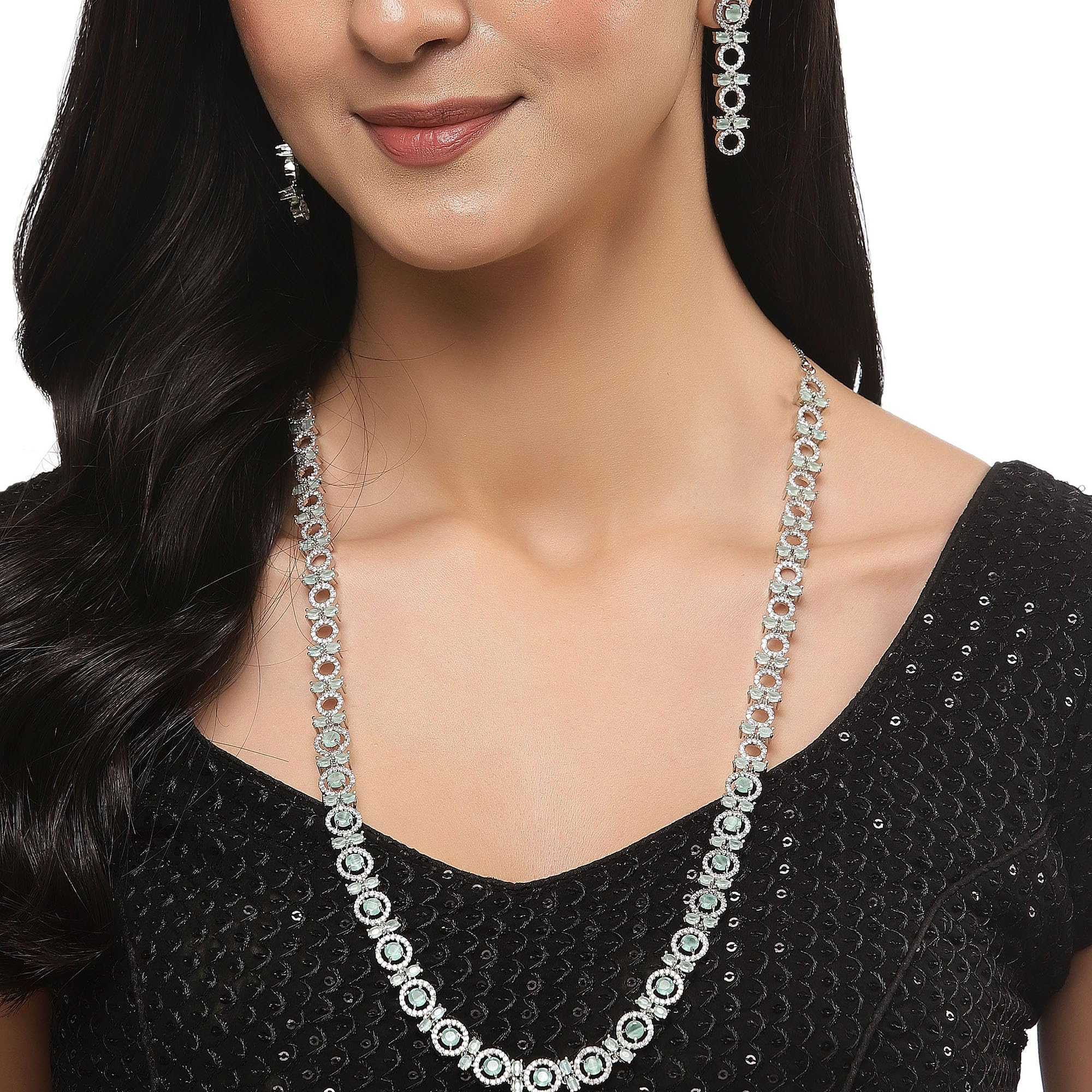 Circular AD Long Necklace Earring Set