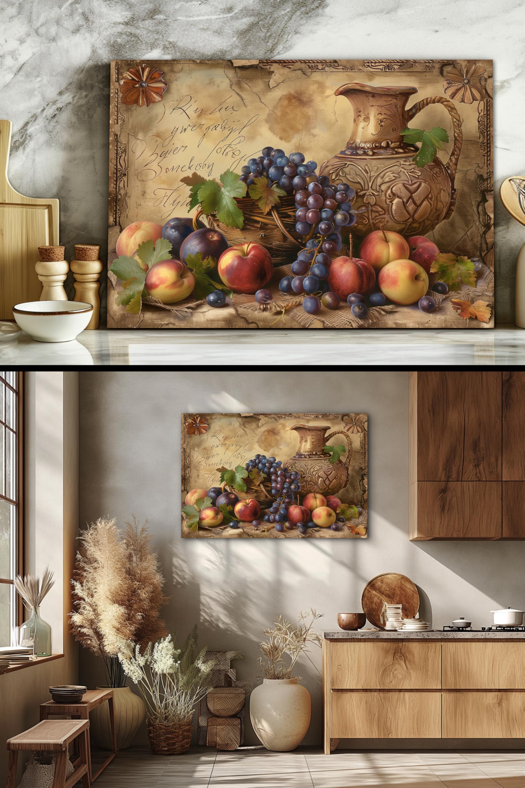 kitchen gallery wall art set of 6, vintage fruit... Fruit Vintage Style Kitchen Designs Küche Nachhaltig Einrichten