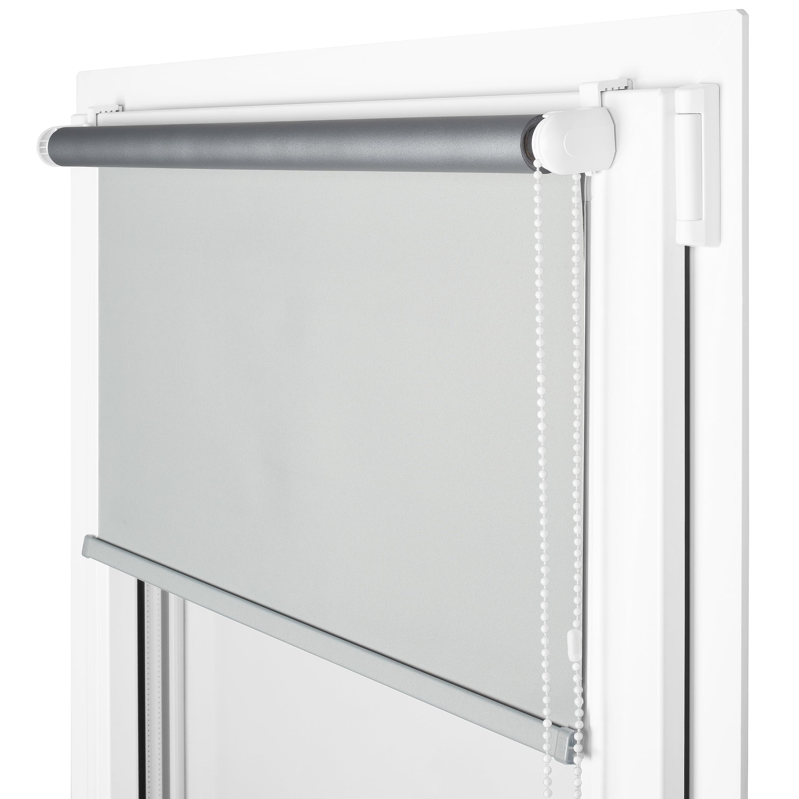 RENA Thermorollo Ohne Bohren Verdunklungsrollo Rollos für Fenster für Innen Klemmrollos Fensterrollo Verdunklung Sichtschutz Sonnenschutz Maßgeschneidertes Rollo Wenge Silber 145x230cm
