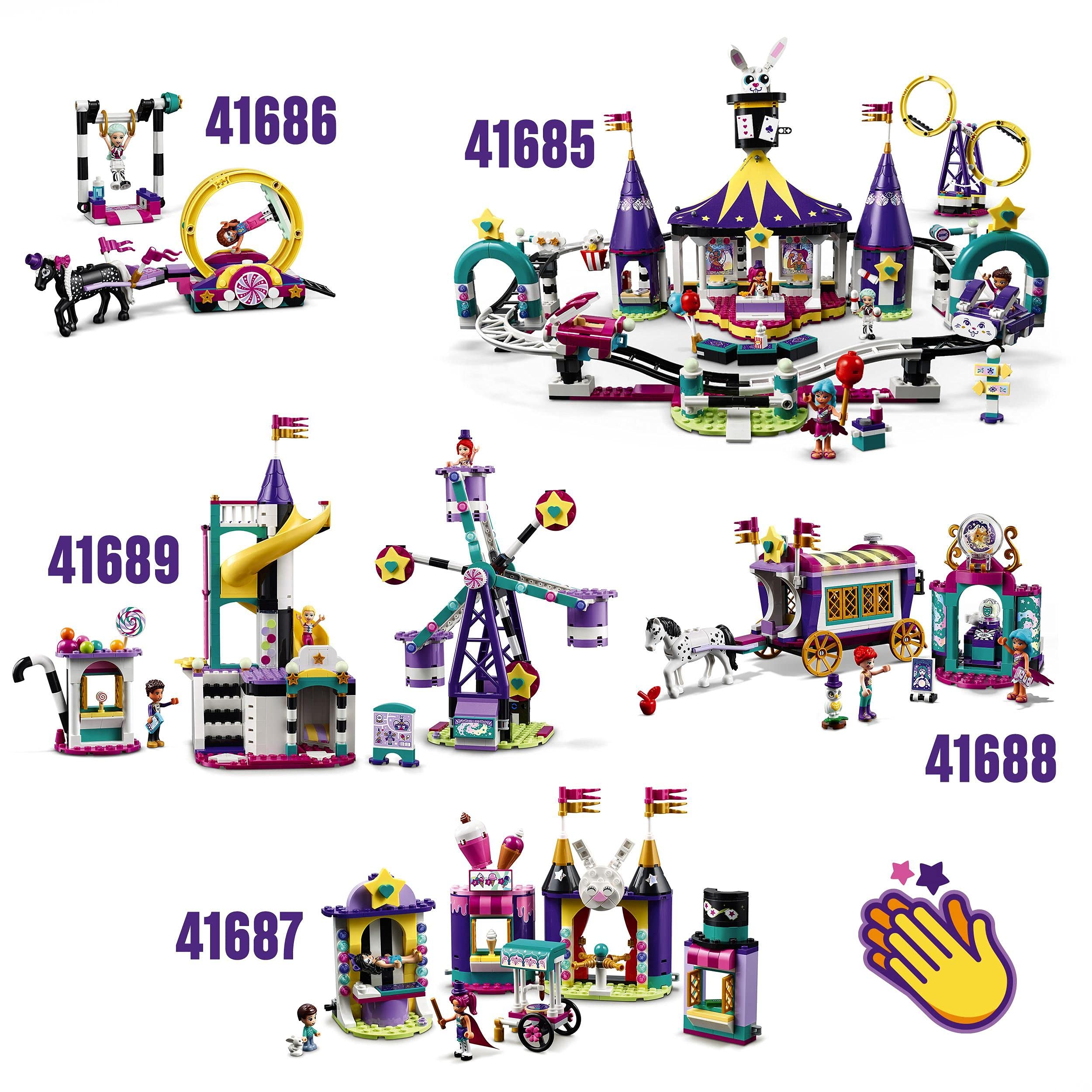 LEGO 41685 Friends Magische Jahrmarktachterbahn, Freizeit und Vergnügunspark mit Zaubertricks für Kinder, Spielzeug, Geschenk für Weihnachten ab 8 Jahren