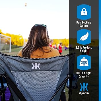 Kijaro Portable Camping Chairs - Enjoy the Outdoors with a Versatile Folding Sports Chair for Outdoor & Lawn - Dual Lock Feature Locks Position Hallet Peak Gray