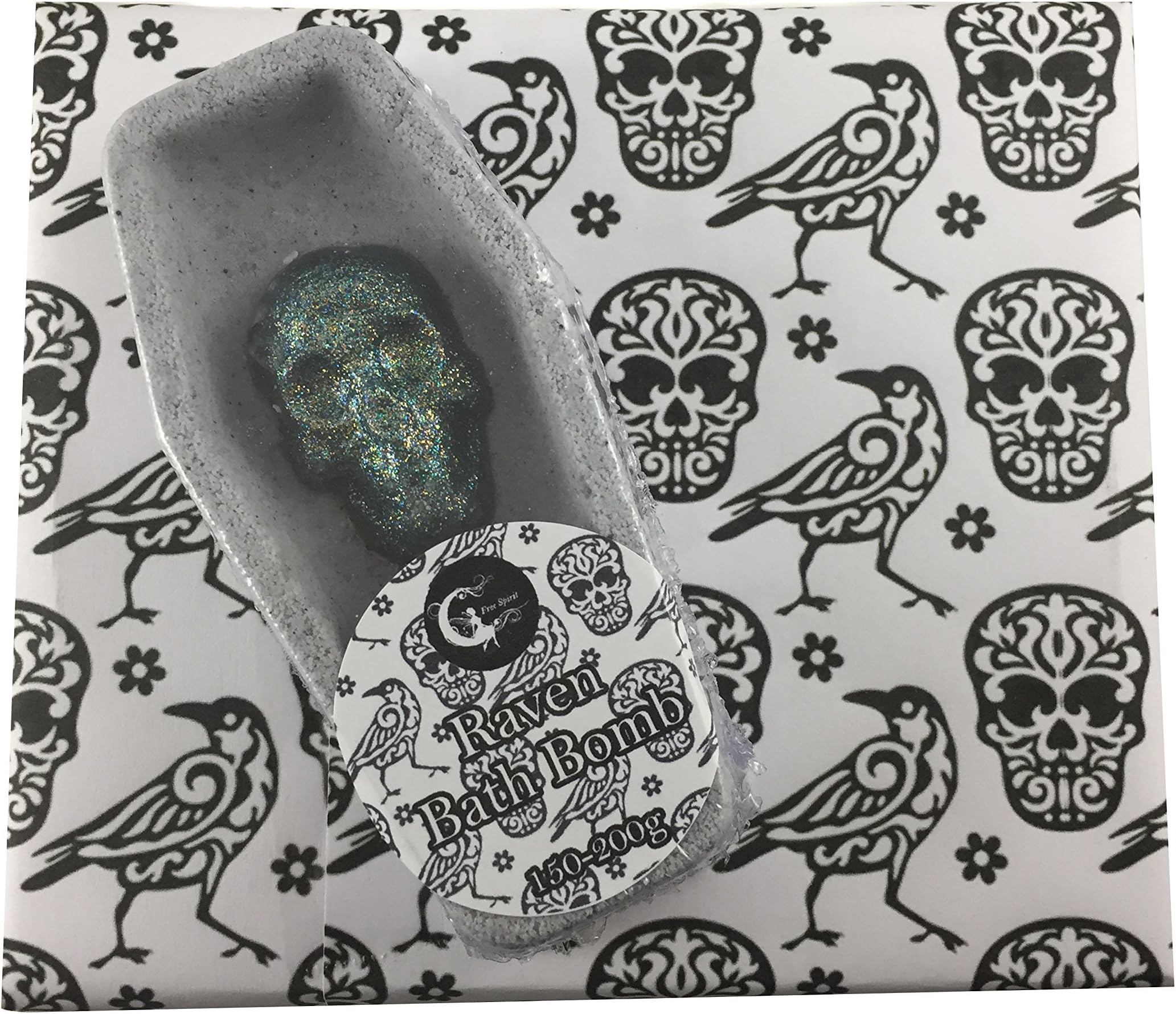 Raven Coffin Bath Bomb 150-200g - Black Bath Bomb - Gothic Bath Bombs - Horror - Free Spirit Bath and Body