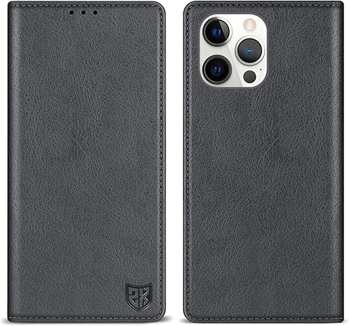 Miniatura 30 de ZZXX Funda tipo cartera para iPhone 15 Pro con bloqueo RFID, soporte de ranura para tarjetas, funda protectora de cuero magnético fuerte para iPhone