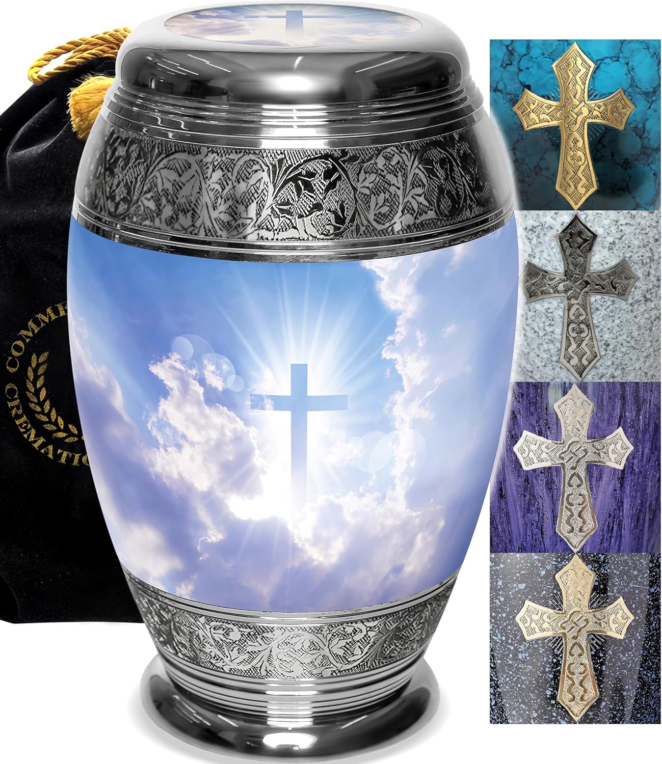 Heavenly Cross Cremation Urn for Ashes Adult Male - Personalized Urn for Ashes for Women Decorative Urns - Beautifully Handcrafted Cross Urn