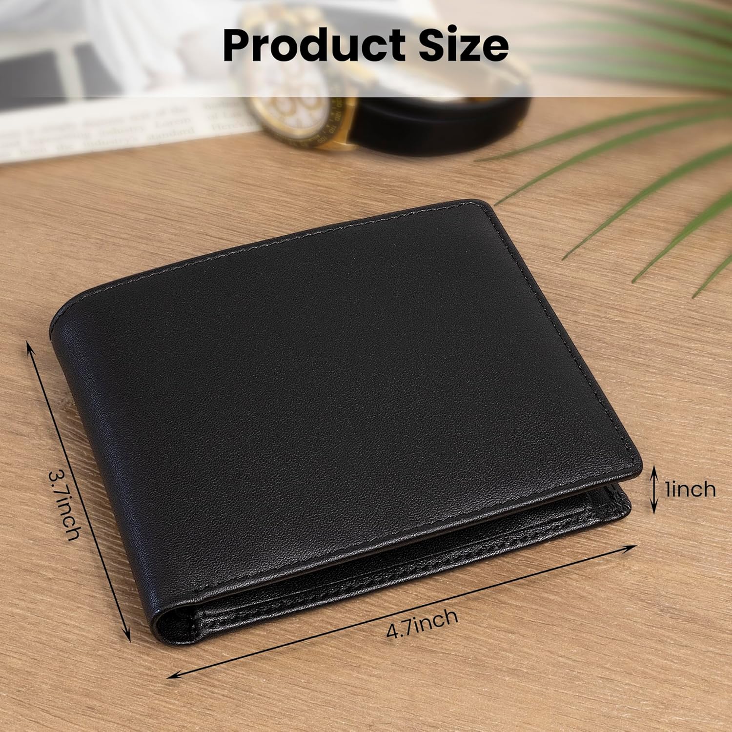 RFID Blocking Extra Capacity Slim Bifold Wallet for Men - 100% Genuine Top Grain Cowhide Leather with Coin Pocket, 12 Card Slots & ID Window - Includes Premium Gift Box (Black)
