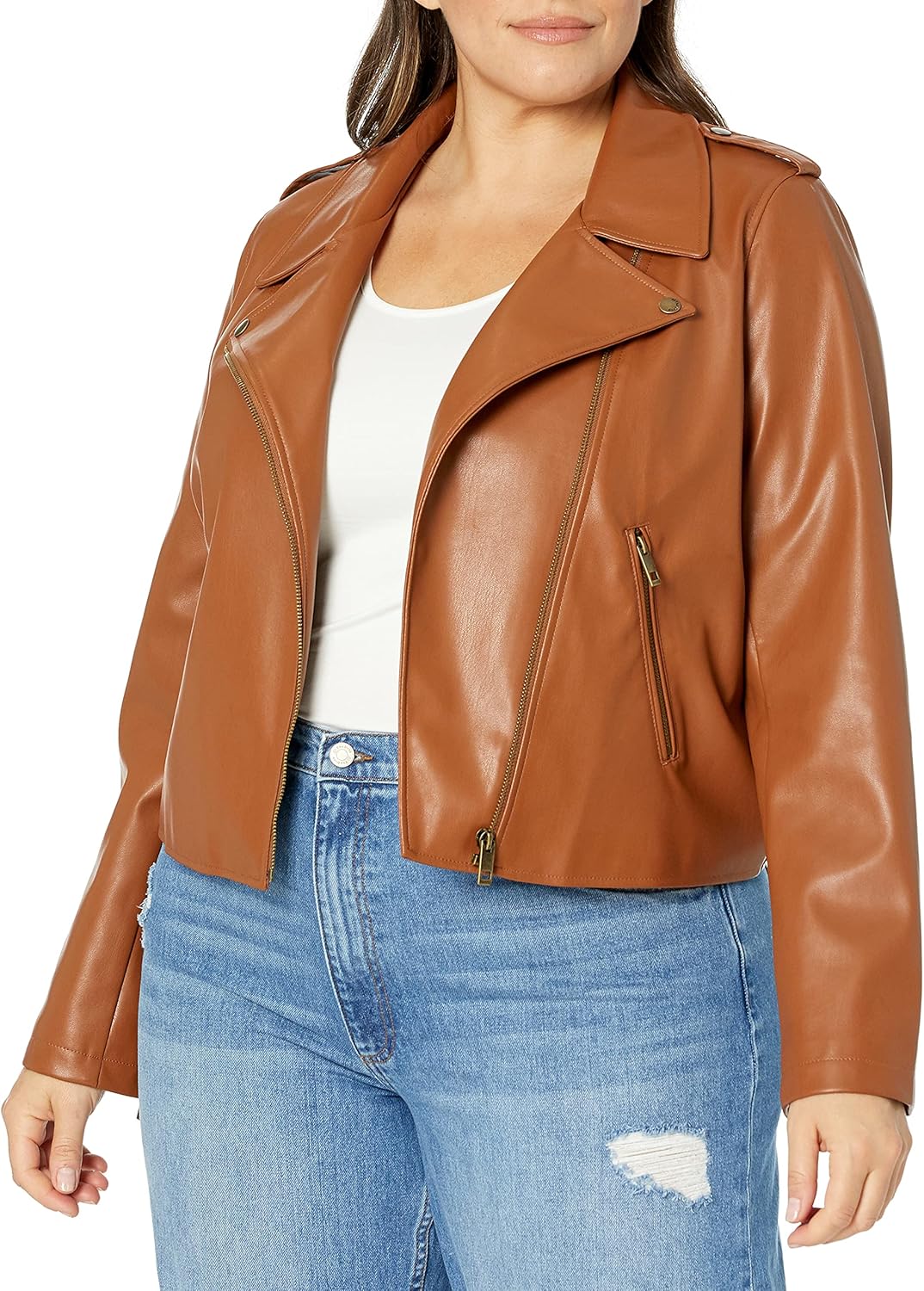 The Drop Women's Heather Faux Leather Moto Jacket - Image 4