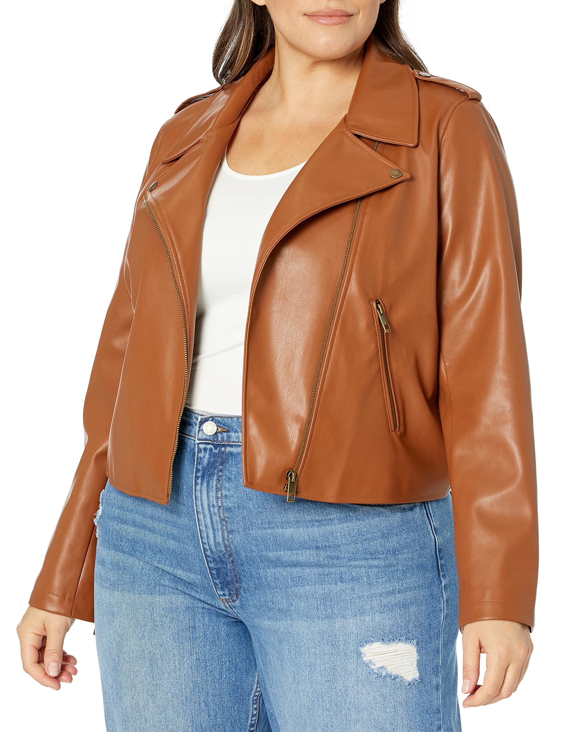 The Drop Women's Heather Faux Leather Moto Jacket