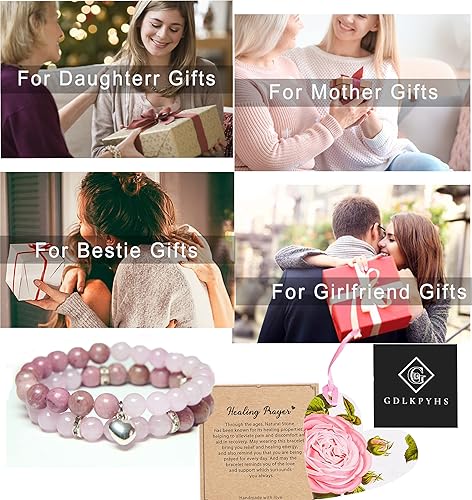 Miniatura 82 de 2Pcs Healing Crystal Bracelets for Women Handmade Beaded Bracelet Healing Prayers Crystal 8mm Natural Stone Beads Bracelet Stress Relief Get Well