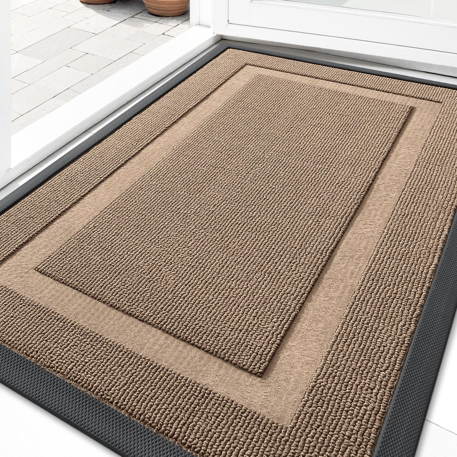 OLANLY Front Door Mat Outside 29.5x17, All-Season Heavy-Duty Rubber Doormat