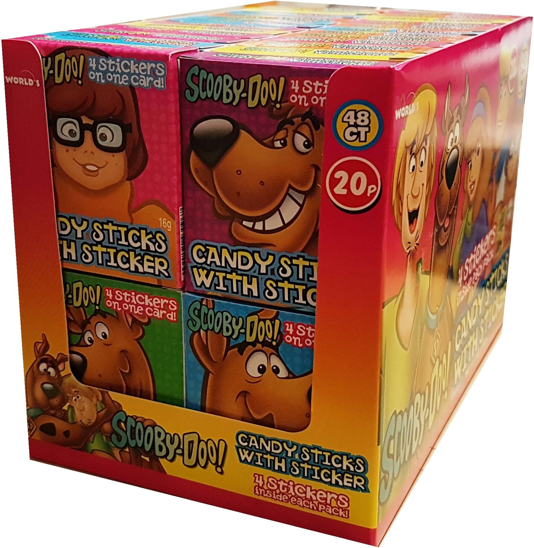 Scooby-Doo - Assorted Sweet Candy Sticks with Mini Stickers (Pack of 48)