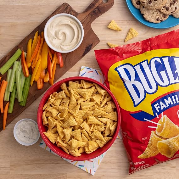Bugles Original Crispy Corn Snacks, Family Size, Corn Chips, 14.5 oz (Pack of 6)