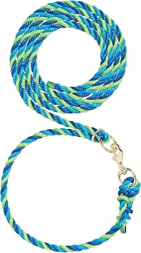 Weaver Leather Livestock Adjustable Poly Neck Rope Blue/Hurricane Blue/Lime Zest, 1/2 x 10