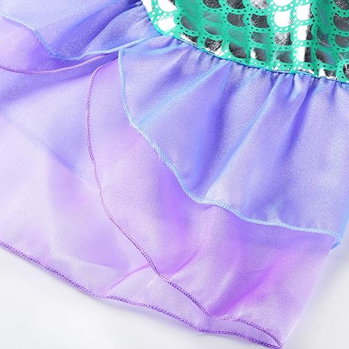 Vista 8 de JerrisApparel Disfraz de sirena de princesa para niñas, vestido de fiesta de cosplay