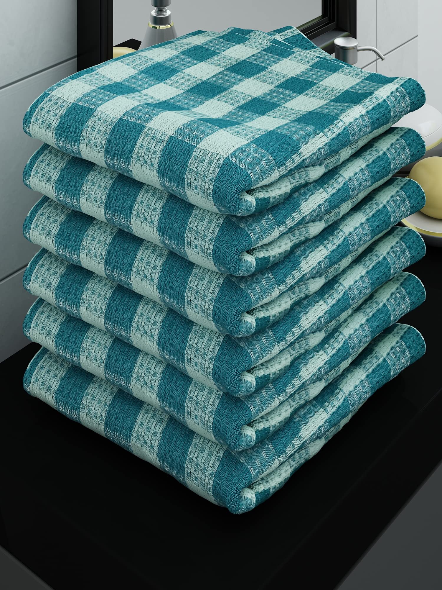 Athom Living Ecosaviour Premium Cotton Bath Towel Green Checkers (Pack of 6) (B09ZL2LYXK) Amazon Price History, Amazon Price Tracker