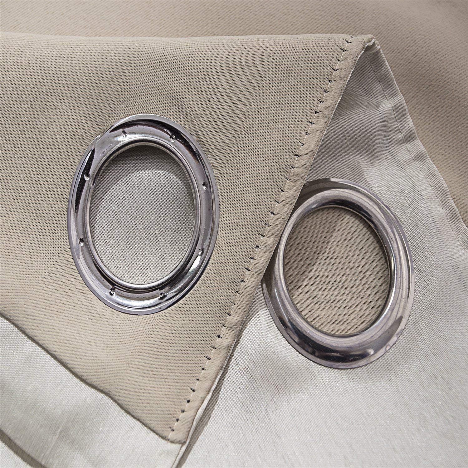 GYROHOME Faux Silk Blackout Curtains, Fully Lined Solid Color Window Treatment Drapes for Bedroom and Living Room Thermal Insulated Grommet Top Room Darkening Drapes, (Beige, 52x96, 2 Panels)