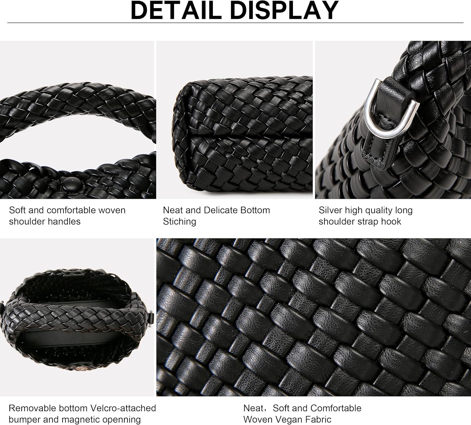 Fashion Small Woven Bag for Women, Handmade MINI HOBO Tote Bag Crossbody Handbag Travel Summer Beach Bag - Image 5