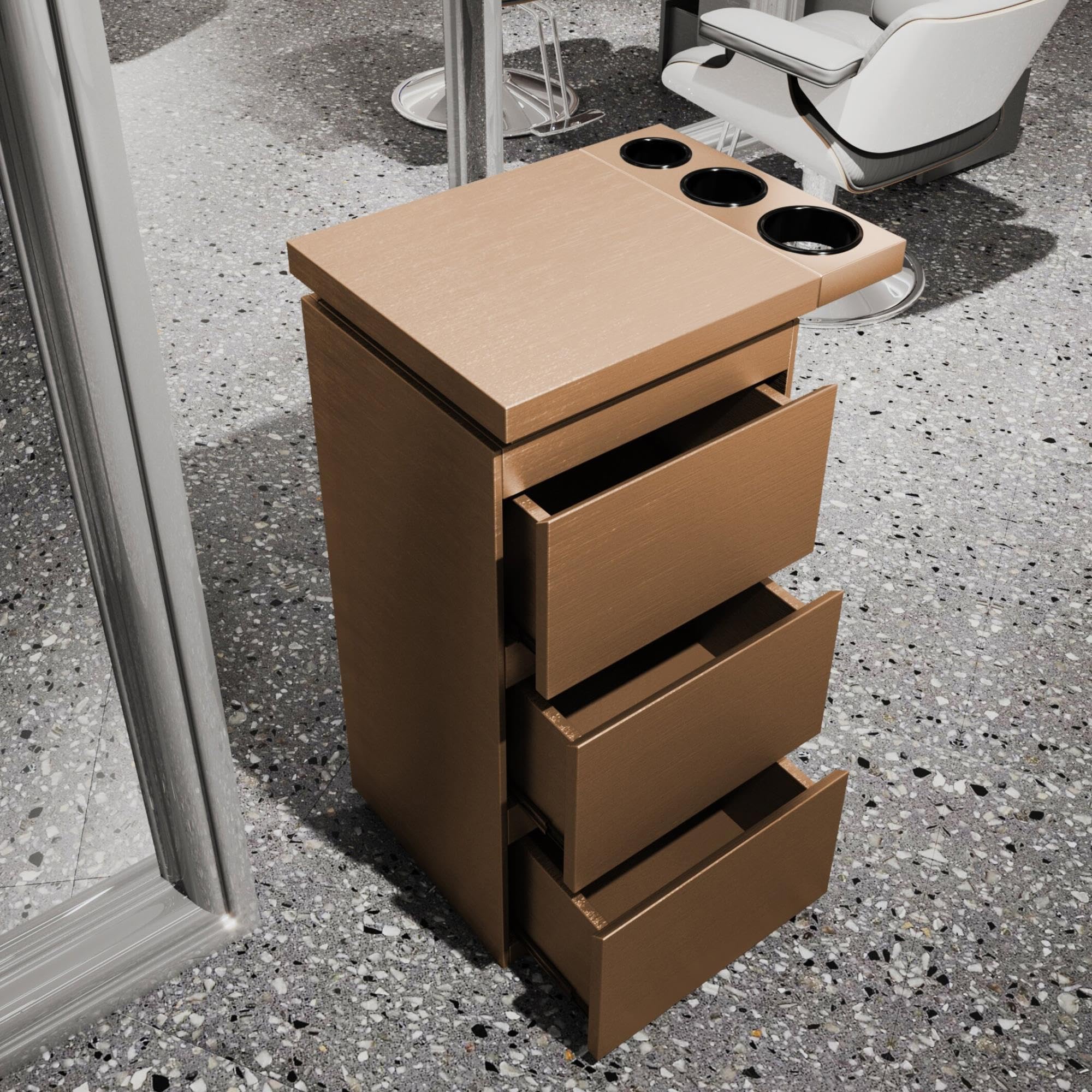 Postazione per parrucchiere/a, mobile contenitore per salone di bellezza