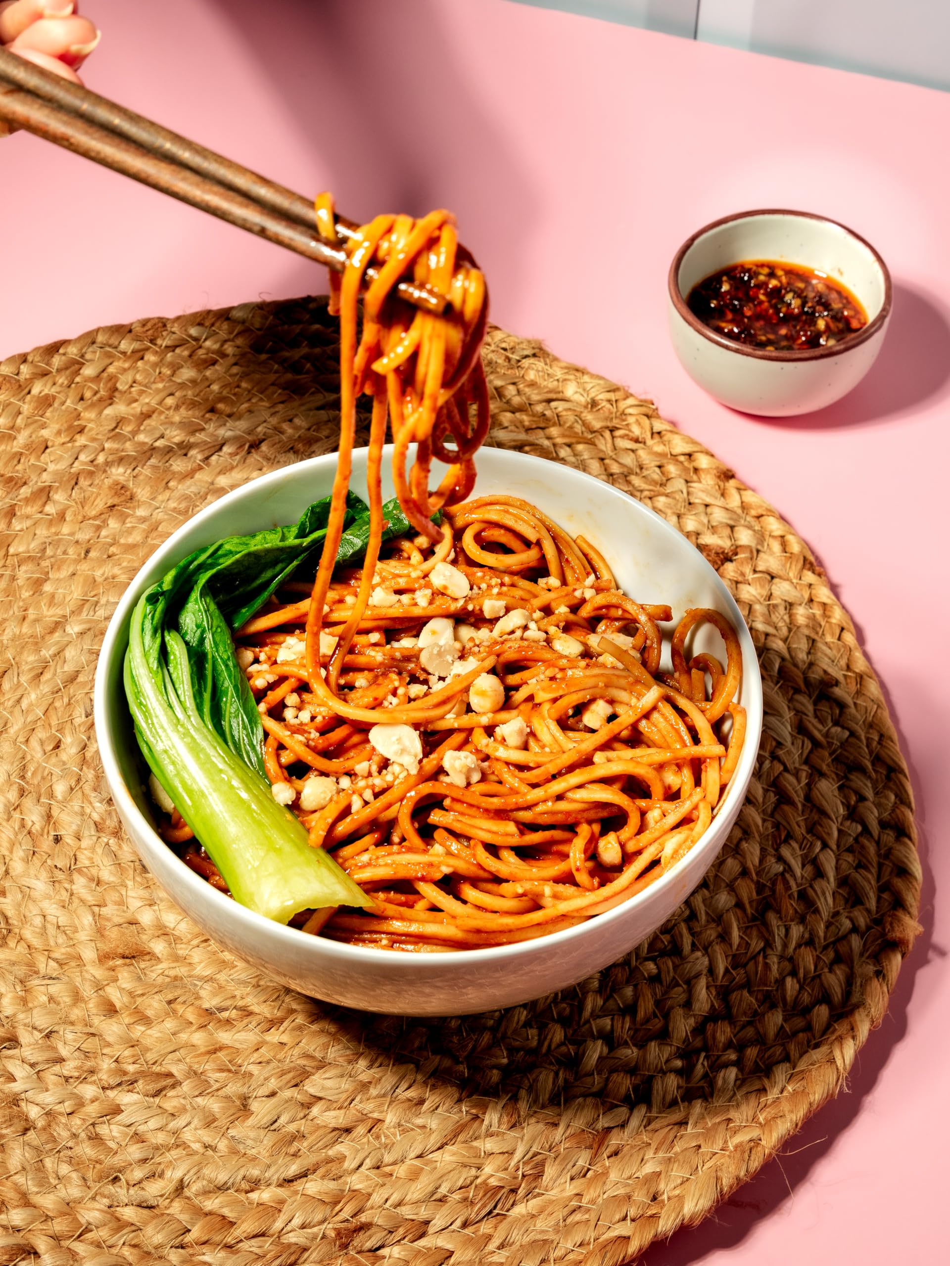 Pluckk Noodles Kit - Dan Dan Noodles Pack of 2 & Korean Noodles Pack of 2, Ready to Cook DIY Kit, No Added Preservatives, Made Fresh with Real Ingredients, 500gx4, Ready in 5 mins-image-9