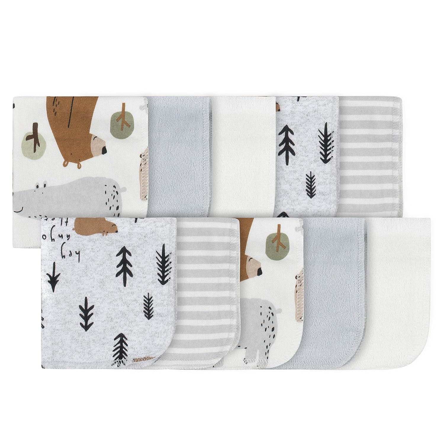 Gerber Baby 10Pack Terry Washcloths, Bear Green, One Size Baby