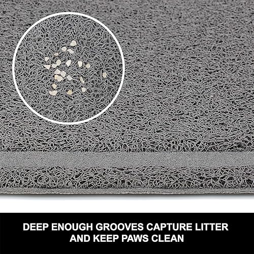 Miniatura 2 de Tapete de alimentación de mascotas para perros y gatos grandes, 35 x 25 pulgadas, flexible e impermeable para alimentos y agua, tapete de comida