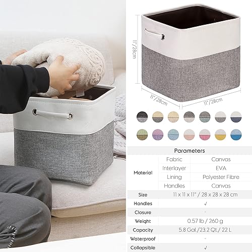 Miniatura 7 de Sea Team Juego de 3 cestas de almacenamiento cúbicas, organizador de cubos de almacenamiento, cubos de ropa, juguetes, 11 x 11 x 11 pulgadas, caja