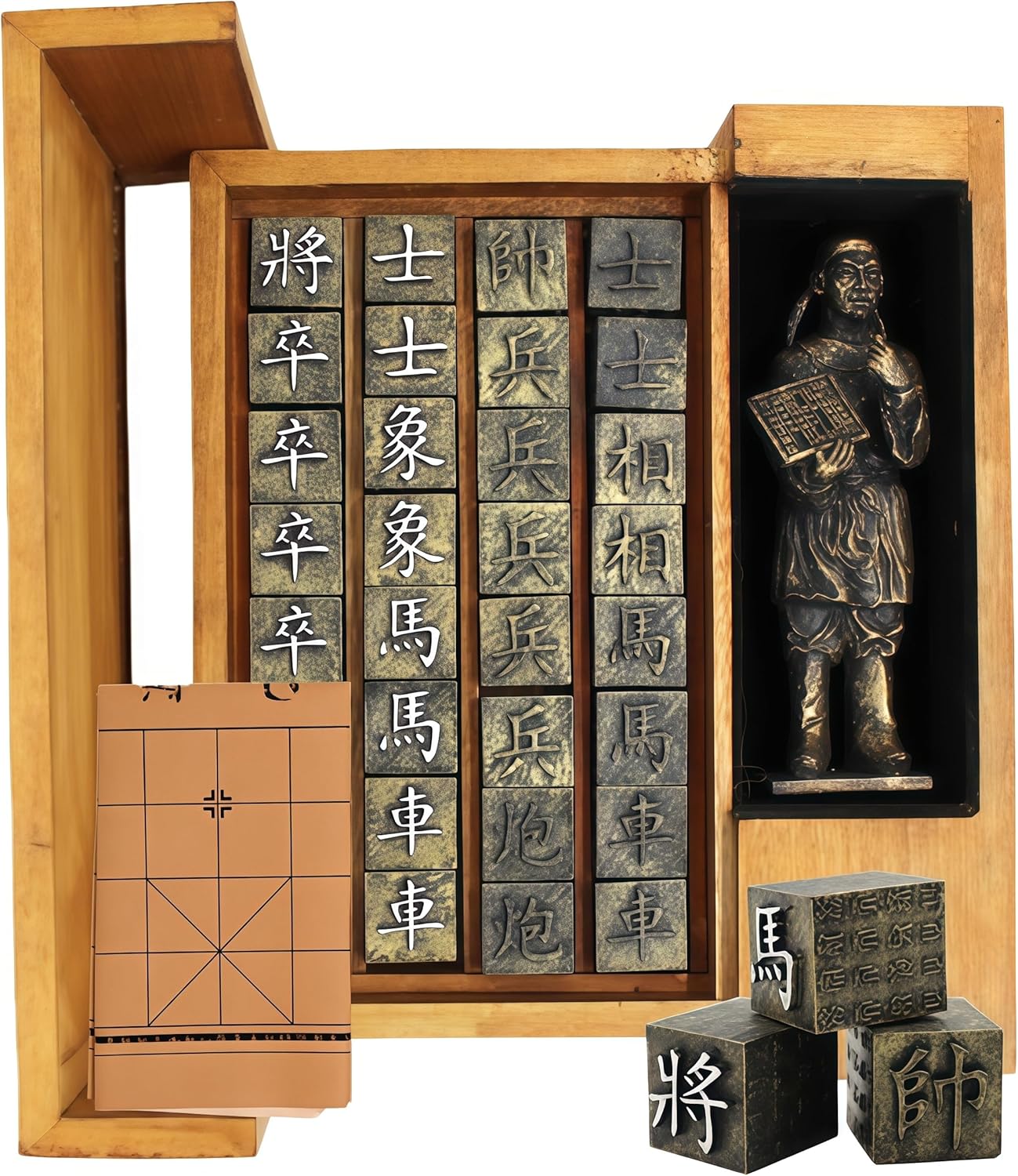Top Brass Chinese Chess, Xiangqi Gift Set - Travel Games Sets with Board Games Gift, Xiang Qi Game & Pieces, Chinese Decor & Gifts, Chinese New Year Decor