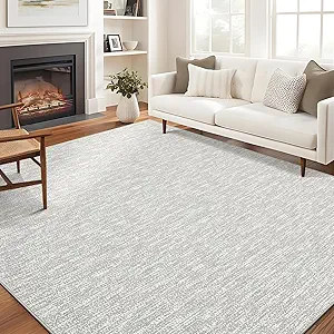 9x12 Washable Area Rugs for Living Room, Soft Modern Large Bedroom Rug Foldable Low Pile Indoor Floor Carpet for Bedroom Dining Room, Grey