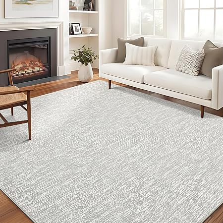 9x12 Washable Area Rugs for Living Room, Soft Modern Large Bedroom Rug Foldable Low Pile Indoor Floor Carpet for Bedroom Dining Room, Grey