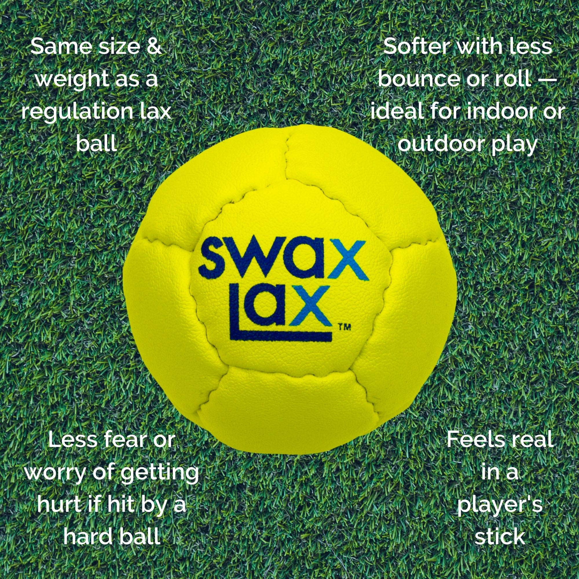 SWAX LAX Bola de Entrenamiento de Lacrosse – Entrenamiento Interior y Exterior Menos Rebote y Rebote