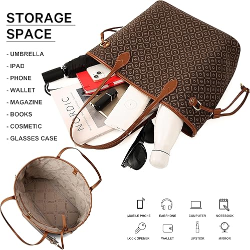 Miniatura 4 de Queenoris Designer Tote Bag for Women, Top Handle Purses Satchel Fashion Satchel Large Capacity Classic Shoulder Bags