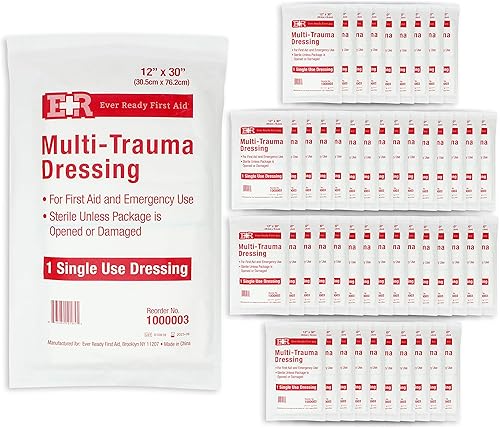Ever Ready First Aid Multi-trauma - Apósito estéril no tejido de 12 x 30 pulgadas 50 unidades