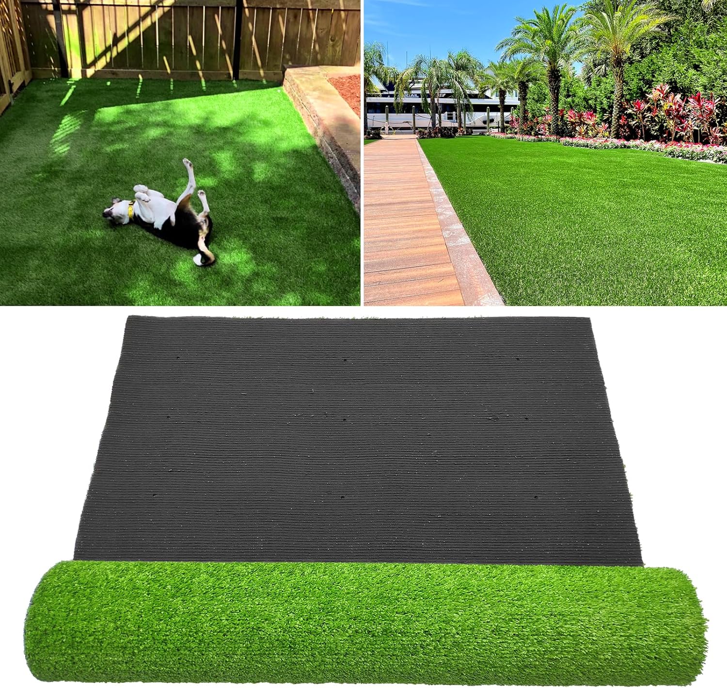 Realistic Pet Artificial Turf Grass 3FT x 5FT (15 Square ft) Fake Grass Carpet Rug Mat Green Synthetic Grass Drainage Holes for Customizable Home Garden Backyard Patio Outdoor Lawn Landscape