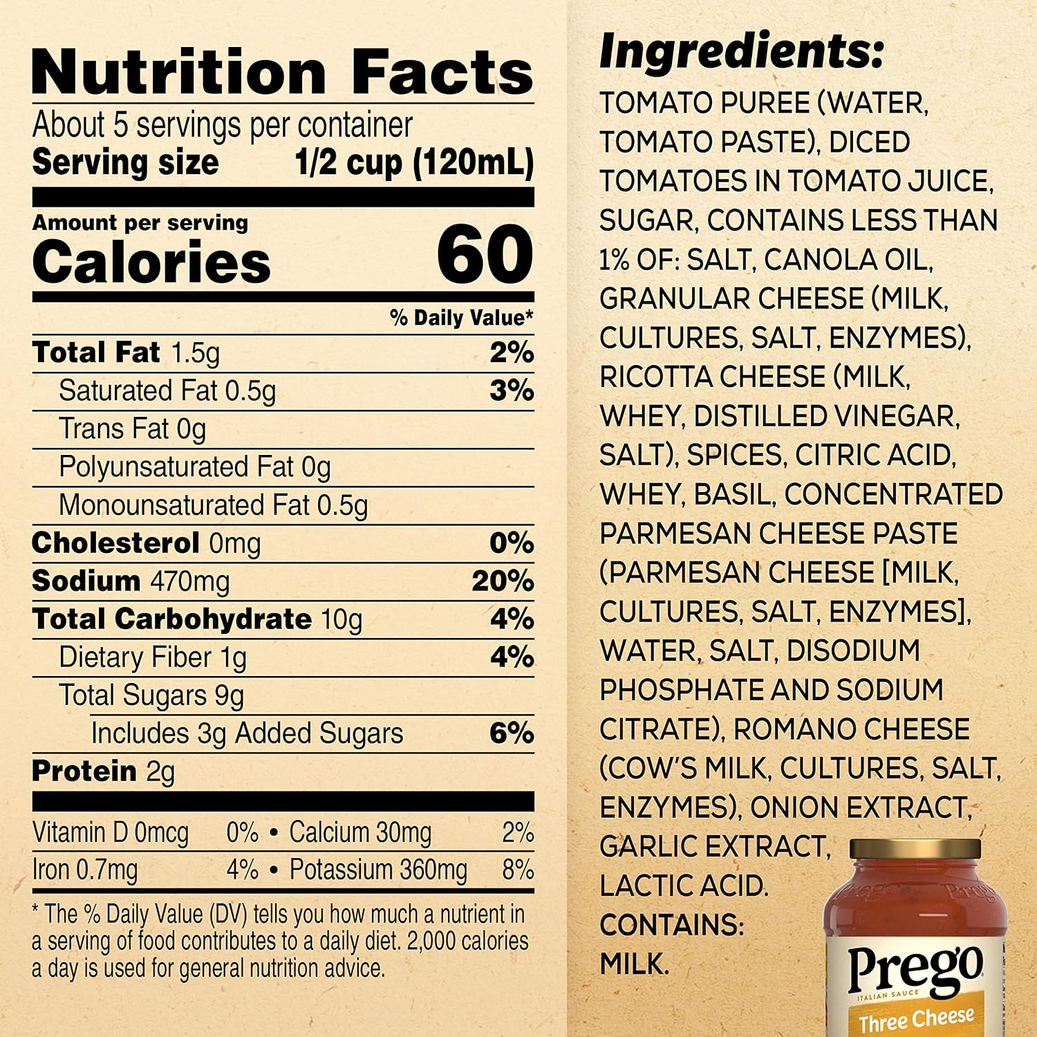 Prego Three Cheese Pasta Sauce, 24 Oz Jar