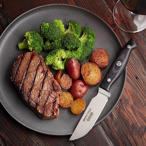 Miniatura 7 de Ergo Chef Pro Series 2.0 - Juego de 4 cuchillos para carne, cuchillas de acero inoxidable de alto carbono de alta calidad, asas de madera de Pakka