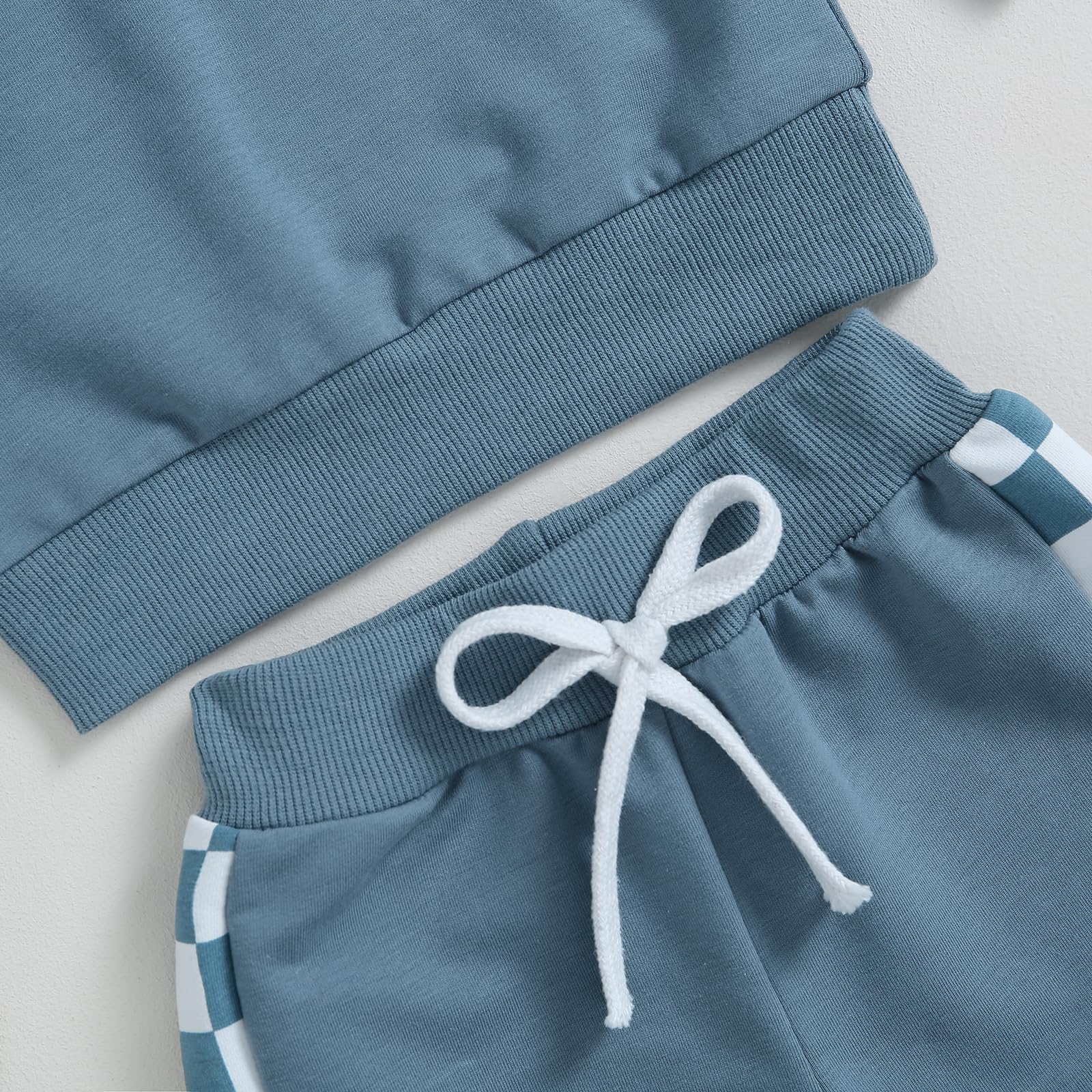 Conjunto de ropa para recién nacidos con diseño de cuadros de manga larga y pantalones de cintura elástica para bebés pequeños