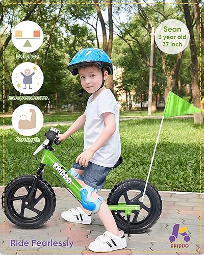 Miniatura 2 de KRIDDO Bicicleta de equilibrio Pro para niños de 2, 3, 4, 5 años, bicicleta de empuje de 12 pulgadas con freno de mano, equilibrio constante,