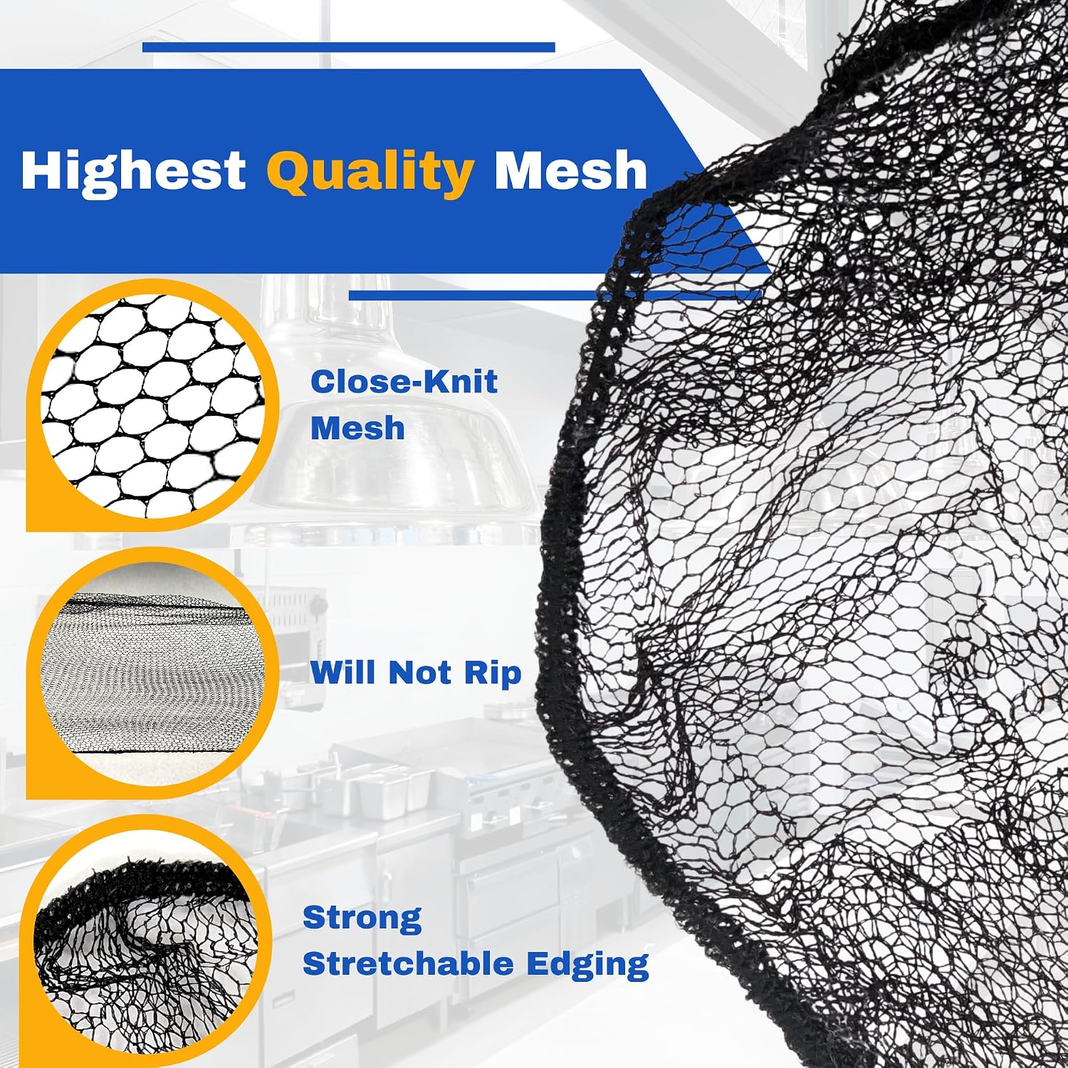 FRONTLINE Hair Nets 100 Pack Premium Invisible Nylon Mesh Hair Cover for Food Service Workers Disposable Cap Elastic Hairnet