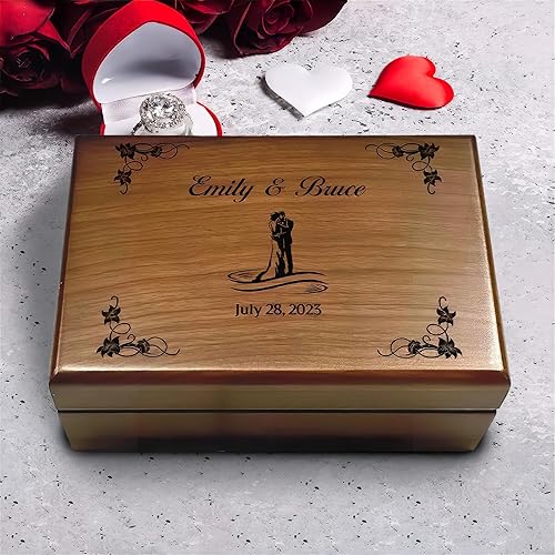 Miniatura 2 de Wedding Day Gift - Wooden Memory Box - Couples Gift Box - Engraved Keepsake - with Custom Names - Personalized - Gift for Bride and Groom