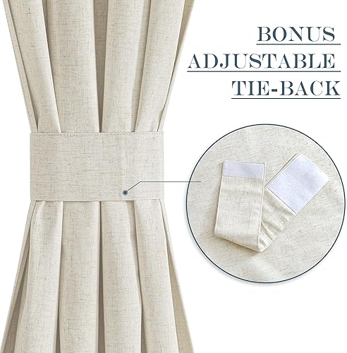 Vista 109 de PONY DANCE Cortinas de ventana con luz lateral, cortina con aislamiento térmico de privacidad con alzapaños para vidrio/delantera/corredera/puerta