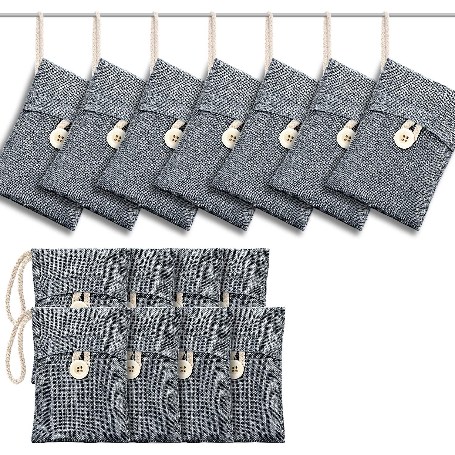 LighSele 15 Pack Charcoal Bags Odor Absorber, Bamboo Charcoal Air Purifying Bag, Nature Fresh Charcoal Air Purifier Bags for Home Shoes Pet Car Closet Fridge, Eco-Friendly & Chemical Free (15x100g)