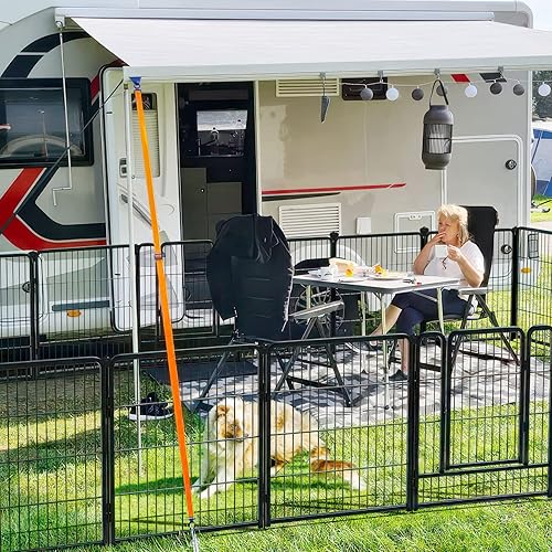 Miniatura 7 de FXW Corralito para perros de 40 pulgadas con 8 paneles con 6 bolas protectoras de RV, diseñado para viajes en autocaravana