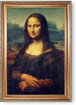 Mona lisa by Leonardo Da Vinci Framed Size34.5x24.5 inches,Image Size30x20 The World Classic Art Reproductions,Giclee Canvas Prints Wall Art for Home Decor,Italy Style Luxurious Gold Embossing Frame