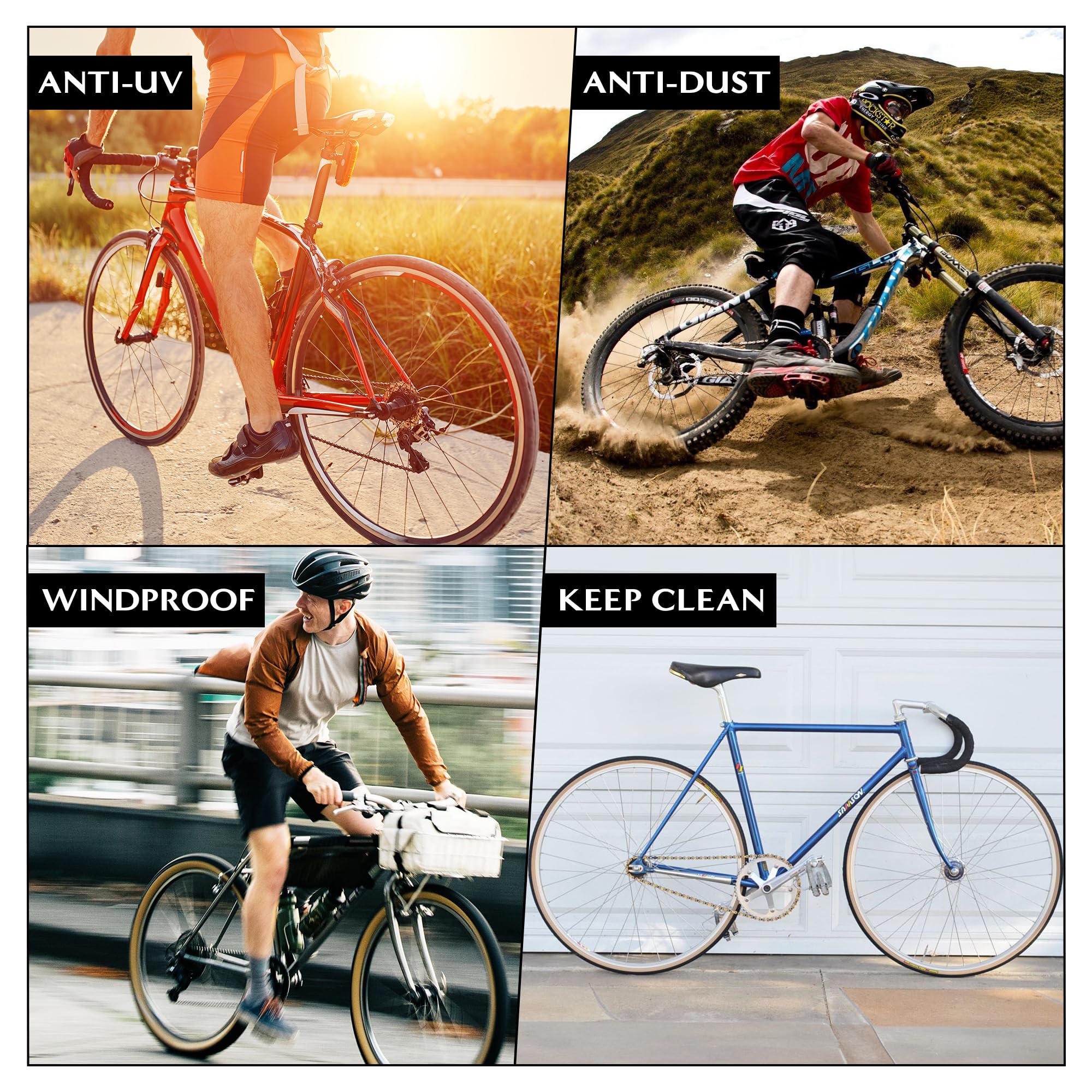 Funda para bicicleta con cremallera, elástica, resistente al polvo, protección UV, para bicicleta de montaña, de ciudad, lavable a máquina, 27,5 pulgadas