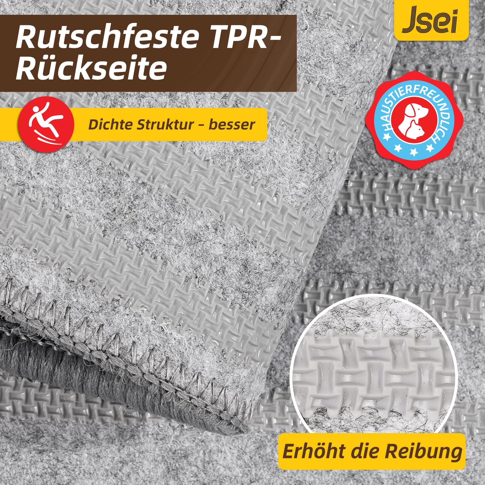 JSEI Küchenteppich rutschfest Waschbar, 2 Stück, 60x89+60x152cm, Grau