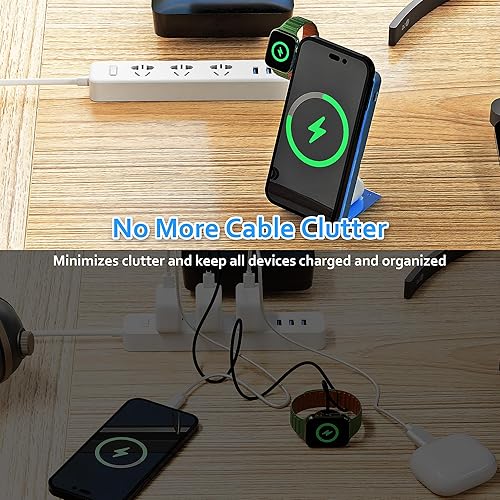 Miniatura 4 de Miady Cargador portátil inalámbrico magnético 4 en 1 de 10000 mAh, banco de energía de carga rápida de 22.5 W, estación de carga inalámbrica para