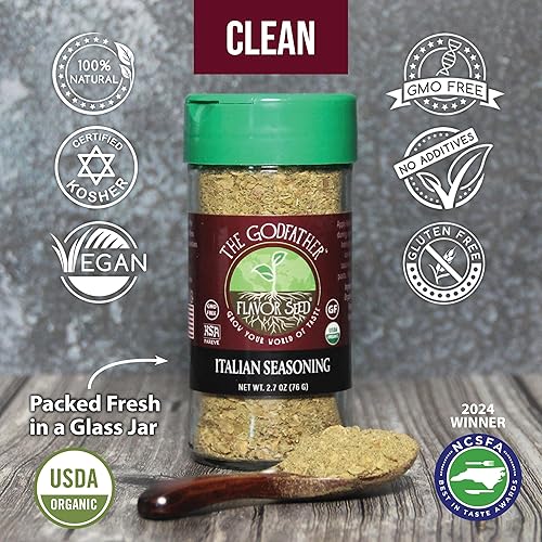 Miniatura 4 de Flavor Seed Godfather - Condimento italiano orgánico para ensalada de pasta, salsas de tomate, coberturas para pizza, ensalada orgánica. Mezcla