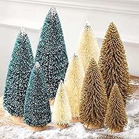 Vista 9 de Mini árboles de Navidad, decoración de Navidad artificial con 4 tamaños, botella de árbol de Navidad, cepillo, árboles, decoración de mesa de 6