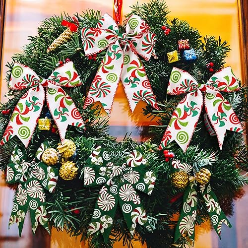 Miniatura 2 de Yinder 2 rollos de cinta de Navidad de 20 yardas, cinta roja y verde con purpurina de 2.5 pulgadas, cinta decorativa para coronas, caja de regalo,