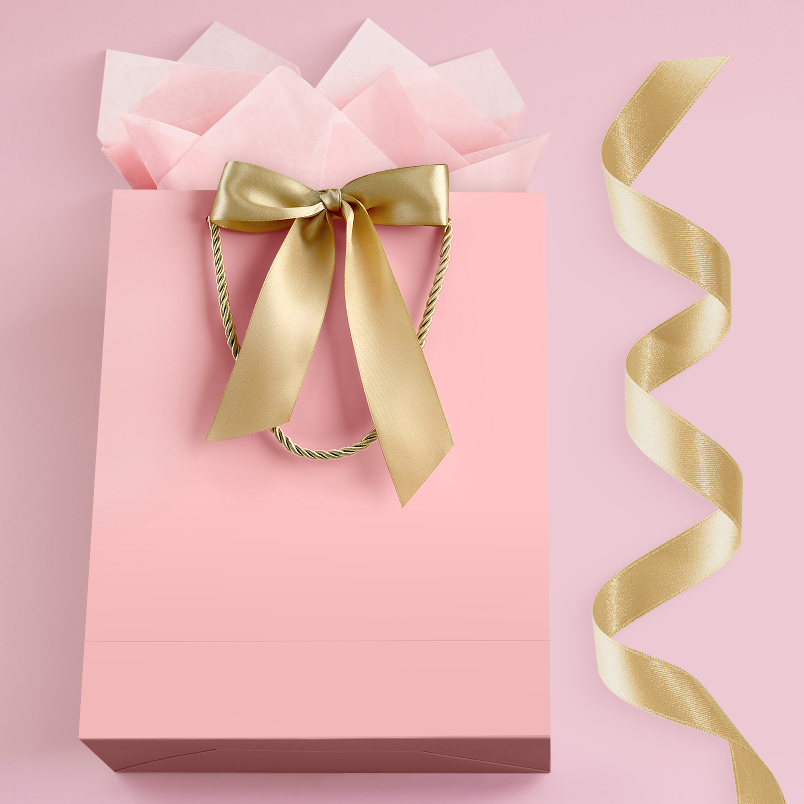 YoungTree Pink Gift Bags with Handles, 13" Medium Gift Bag with 2 Tissue Paper and 1 Card, Present Bag for Graduation Wedding Baby Shower Bridal Shower Birthday Party Supplies